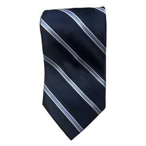 U.S. POLO ASSN. Men's Silk Navy White Light Blue Strip Neck Tie